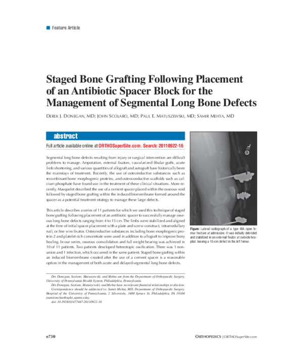 (PDF) Staged Bone Grafting Following Placement of an Antibiotic Spacer ...