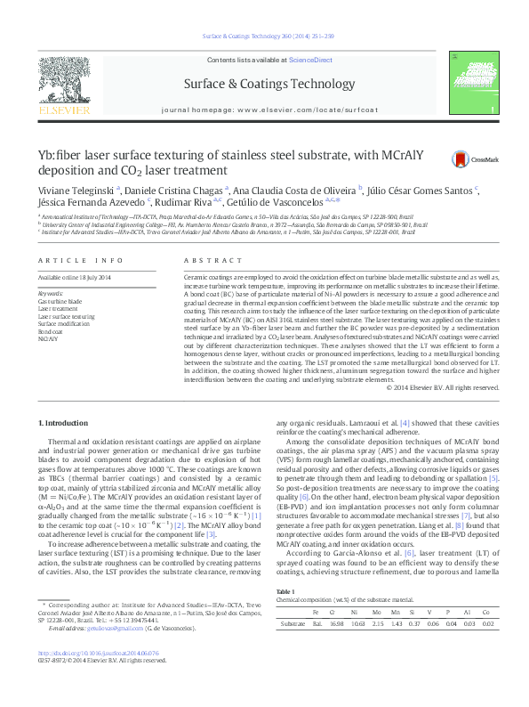 (PDF) Yb:fiber laser surface texturing of stainless steel substrate ...