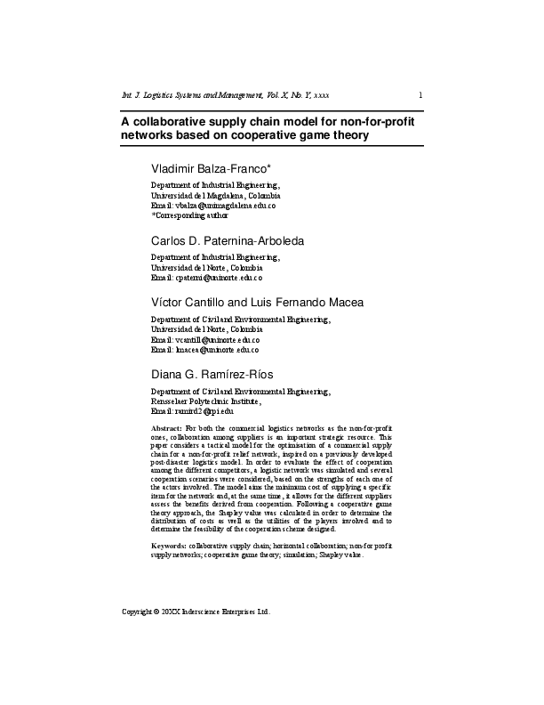 (PDF) A collaborative supply chain model for non-for-profit networks ...
