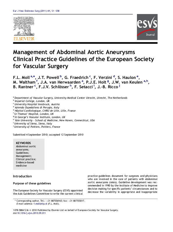 (PDF) Management of Abdominal Aortic Aneurysms Clinical Practice ...