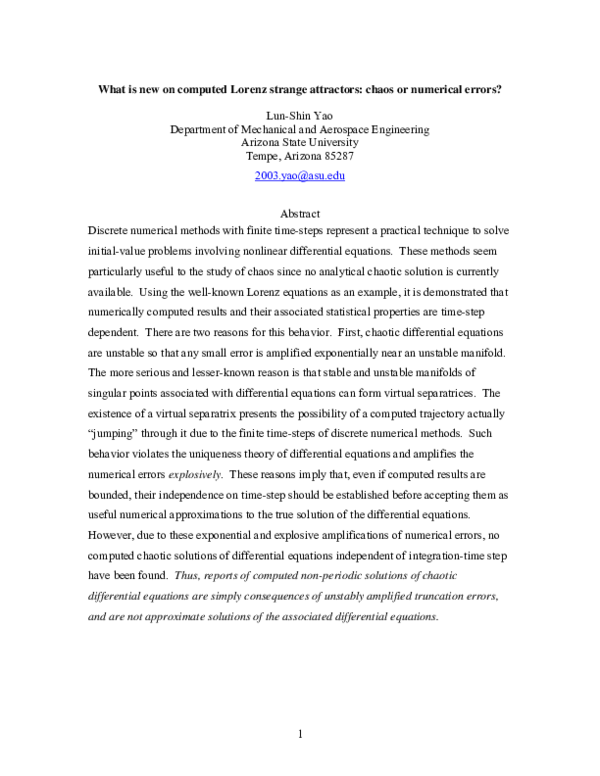 (PDF) What is new on computed Lorenz strange attractors: chaos or ...