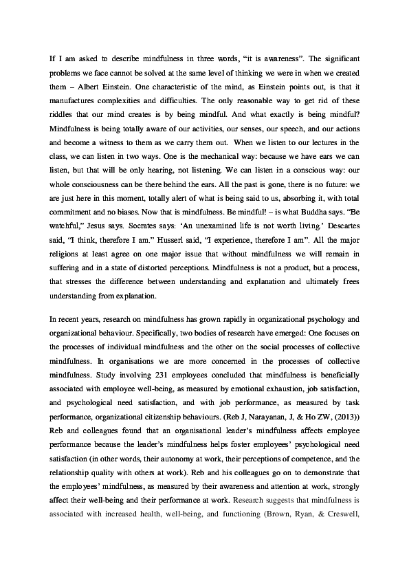 Essay about living mindfully image