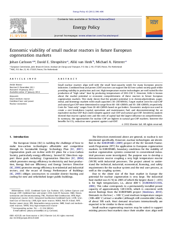 (PDF) Economic viability of small nuclear reactors in future European ...