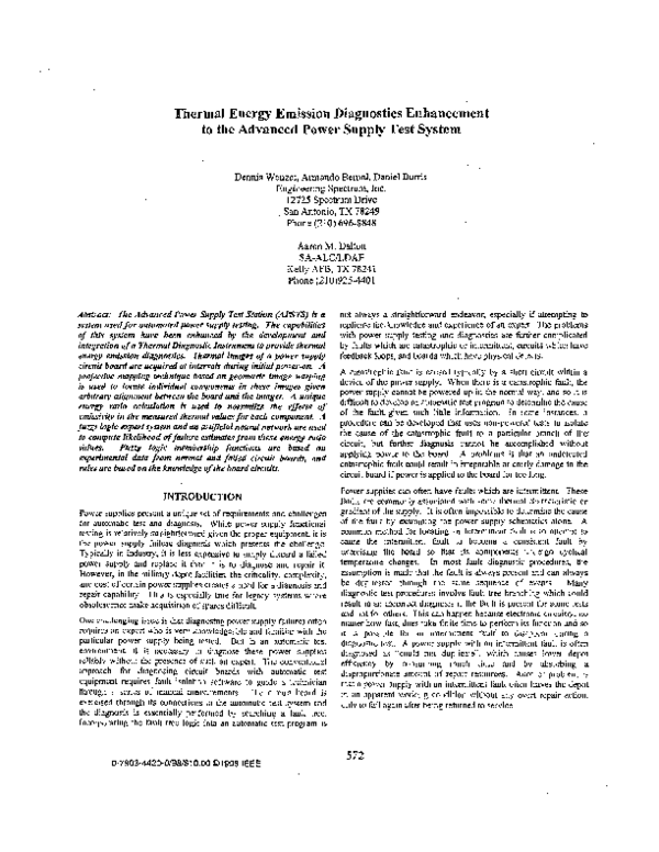(PDF) Thermal energy emission diagnostics enhancement to the advanced power supply test system