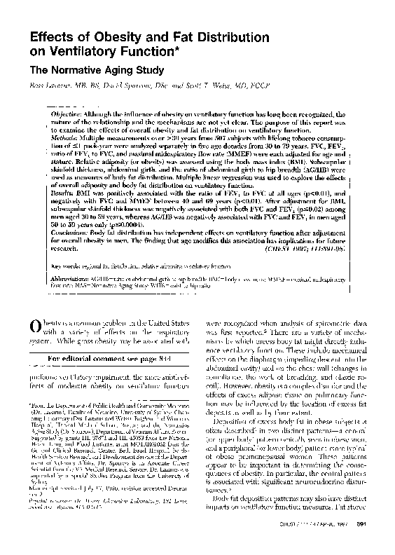 (PDF) Effects of Obesity and Fat Distribution on Ventilatory Function ...