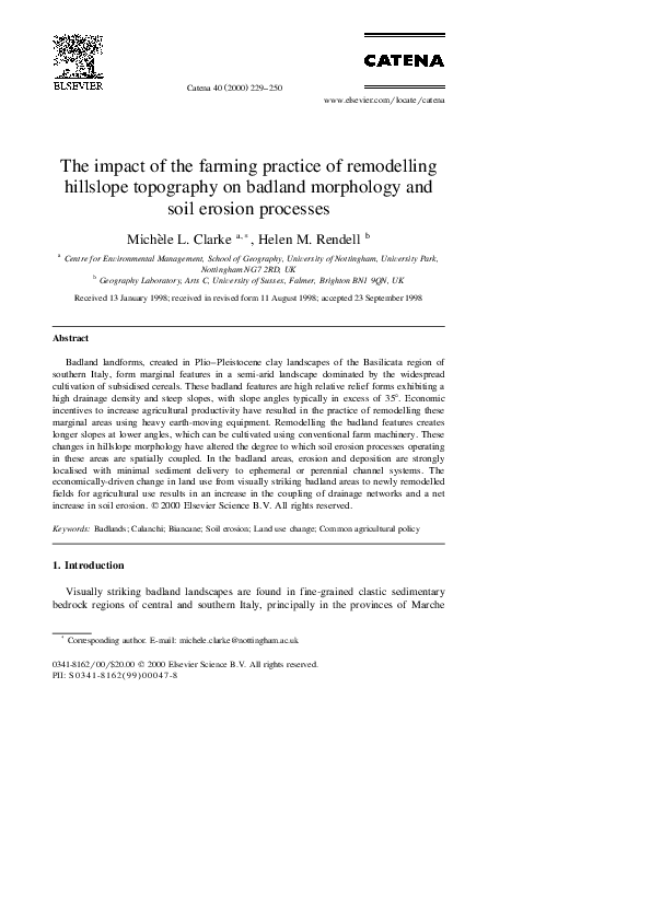 (PDF) The impact of the farming practice of remodelling hillslope ...
