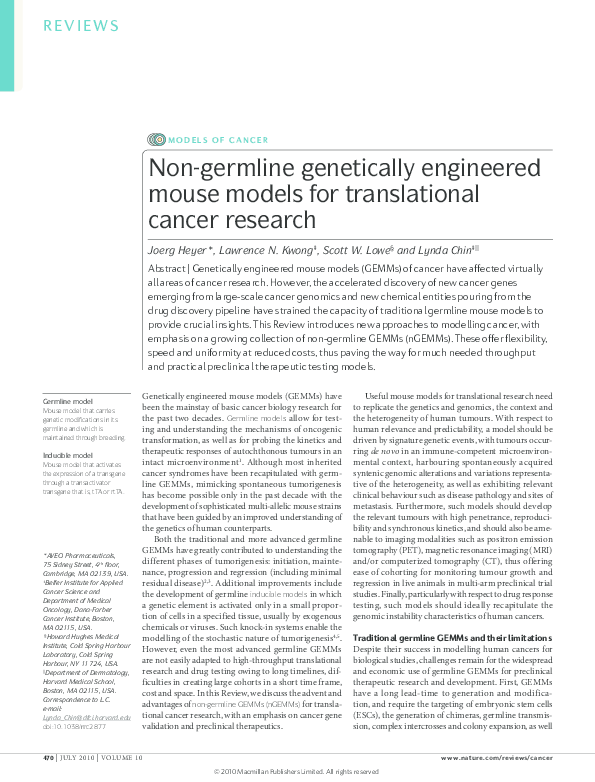 (PDF) Non-germline genetically engineered mouse models for ...