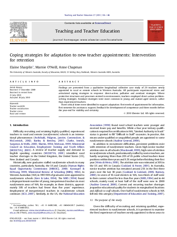 (PDF) Coping strategies for adaptation to new teacher appointments ...