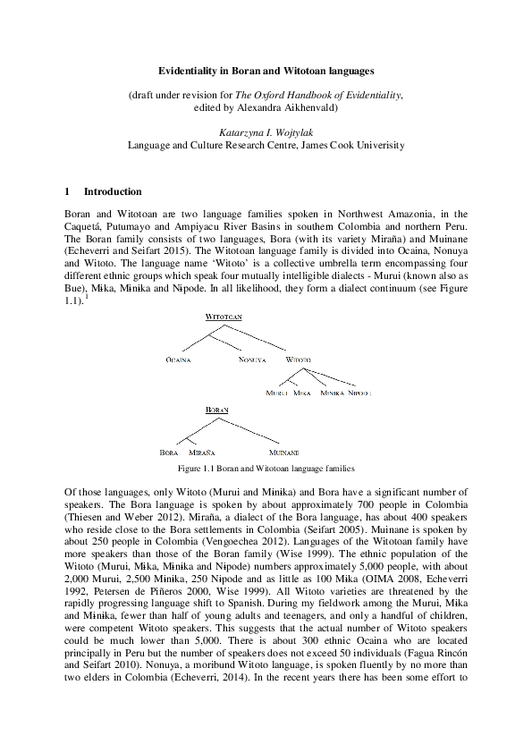 (PDF) Evidentiality in Boran and Witotoan languages [in Oxford Handbook ...
