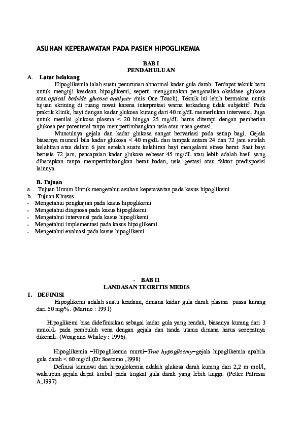 askep diabetes melitus dengan hipoglikemia