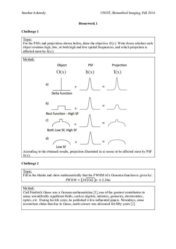 (PDF) Homework 1 - Biomedical Imaging