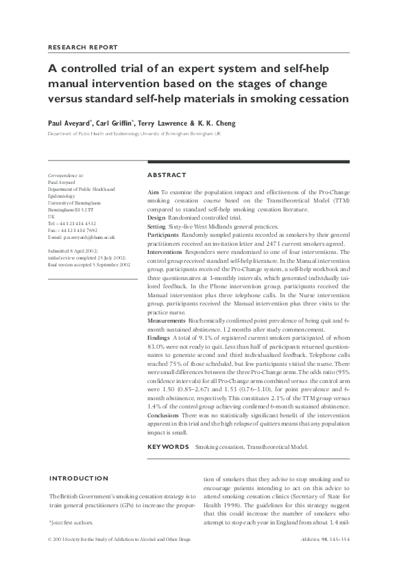 (PDF) A controlled trial of an expert system and selfhelp manual