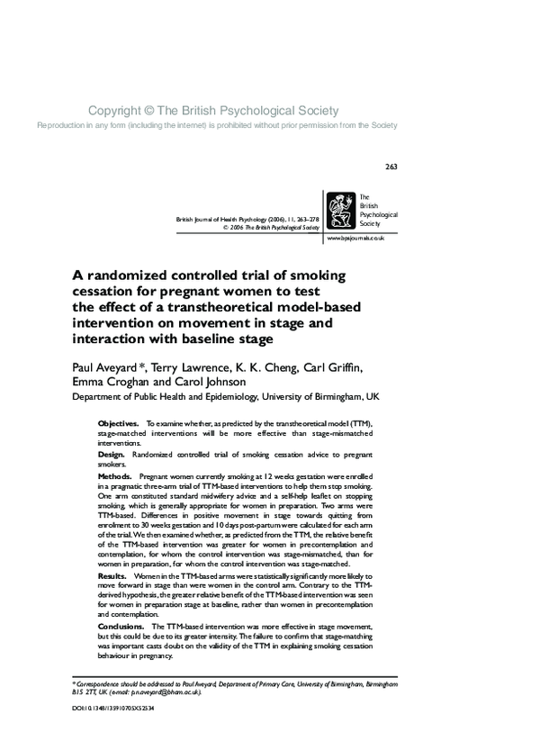 (PDF) A randomized controlled trial of smoking cessation for pregnant