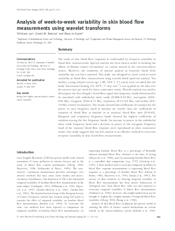 (PDF) Analysis of week-to-week variability in skin blood flow ...