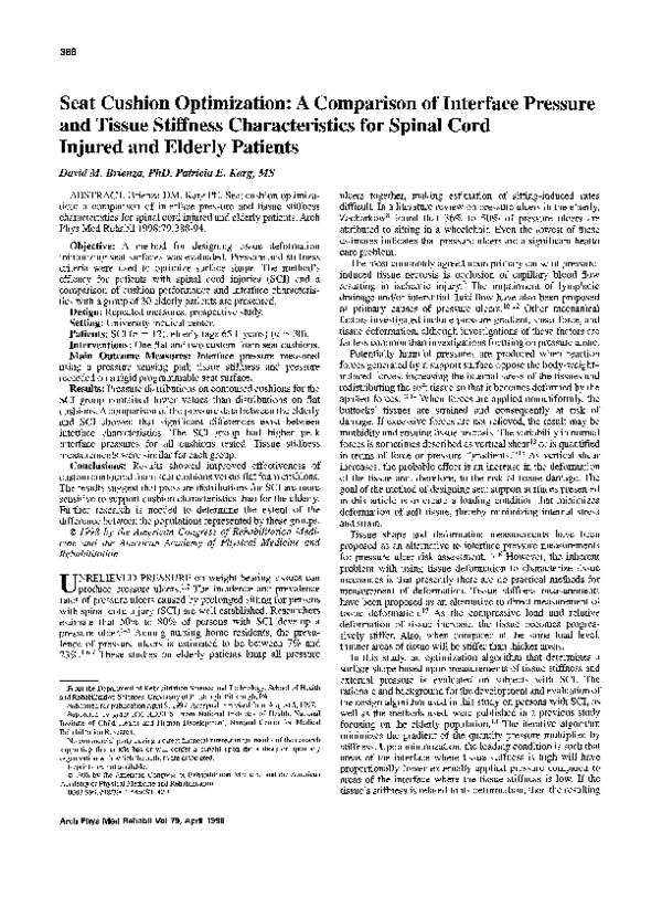 (PDF) Seat cushion optimization: A comparison of interface pressure and ...