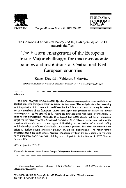 (PDF) The Eastern enlargement of the European Union: Major challenges ...