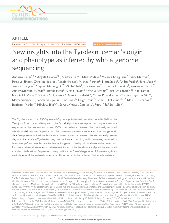 (PDF) New insights into the Tyrolean Iceman's origin and phenotype as ...