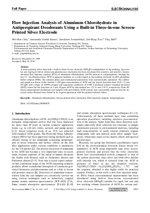 (PDF) Flow Injection Analysis of Aluminum Chlorohydrate in