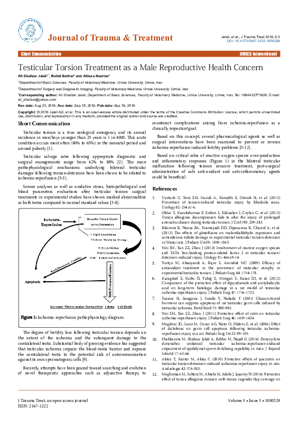 (PDF) Testicular Torsion Treatment as a Male Reproductive Health
