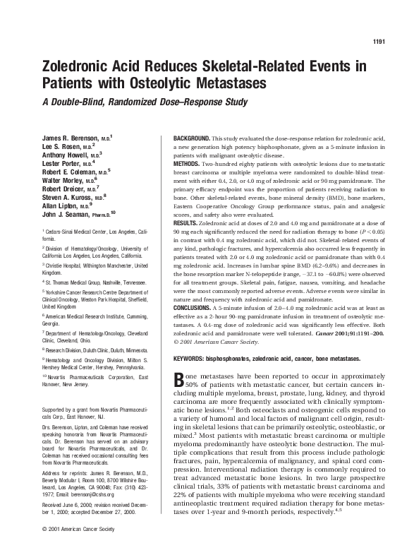 (PDF) Zoledronic acid reduces skeletal-related events in patients with ...