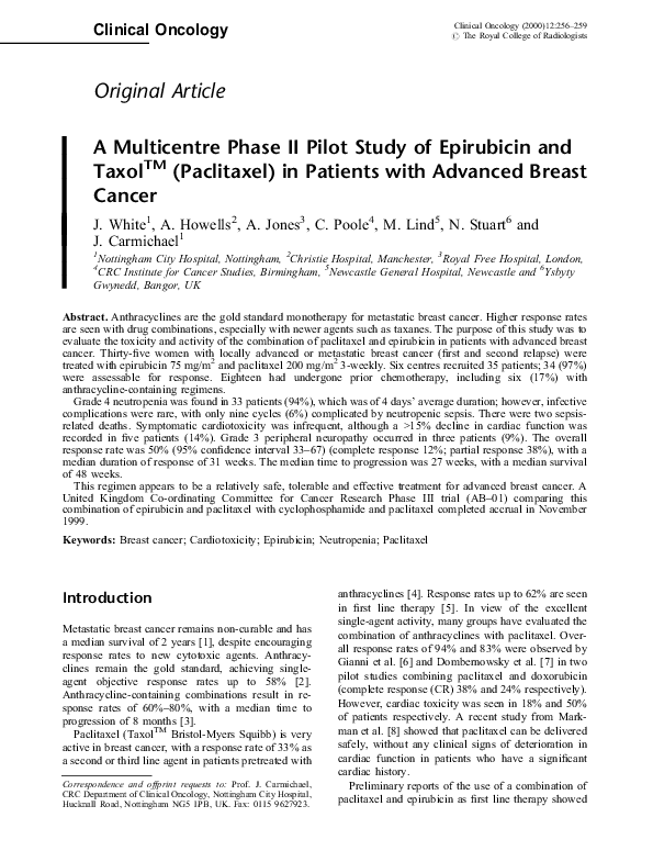 (PDF) A Multicentre Phase II Pilot Study of Epirubicin and Taxol ...