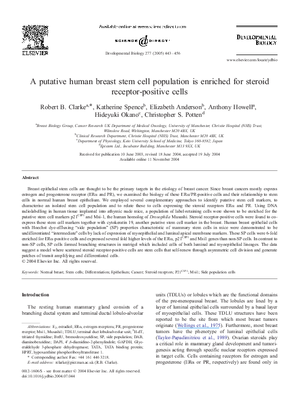 (PDF) A putative human breast stem cell population is enriched for ...