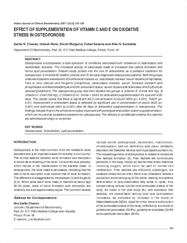 (PDF) Effect of supplementation of vitamin C and E on oxidative stress ...