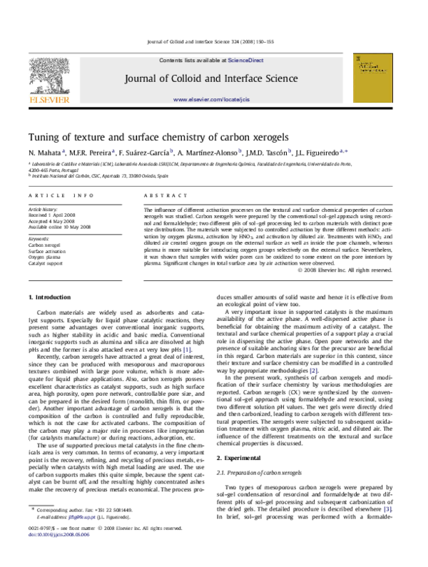 (PDF) Tuning of texture and surface chemistry of carbon xerogels