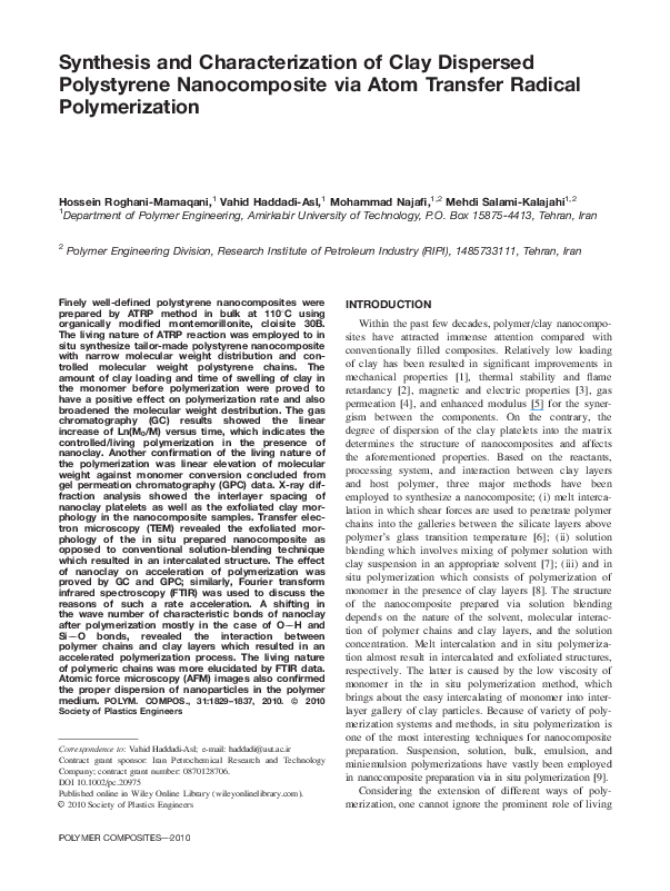 (PDF) Synthesis and characterization of clay dispersed polystyrene ...