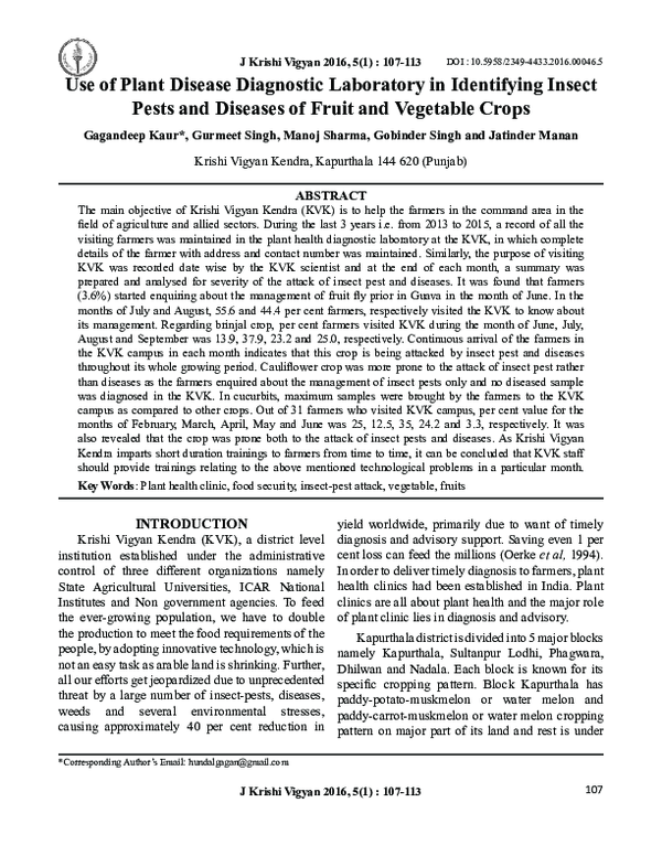 (PDF) Use of Plant Disease Diagnostic Laboratory in Identifying Insect