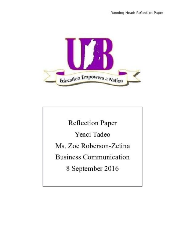 (DOC) Reflection Paper