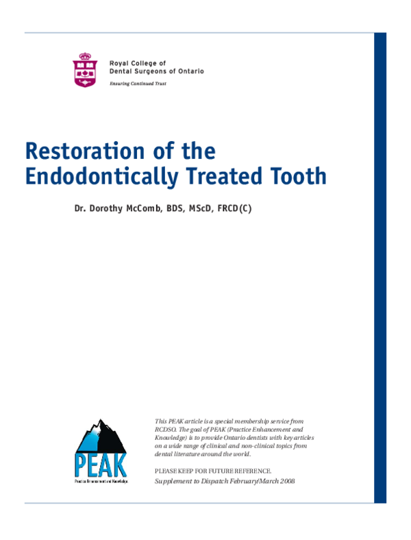 (PDF) Restoration of the Endodontically Treated Tooth