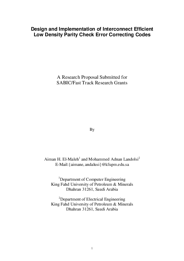 (PDF) Design and Implementation of Interconnect Efficient Low Density