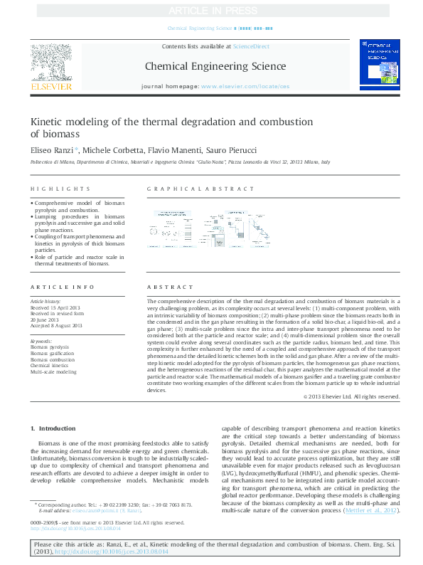 (PDF) Kinetic modeling of the thermal degradation and combustion of biomass