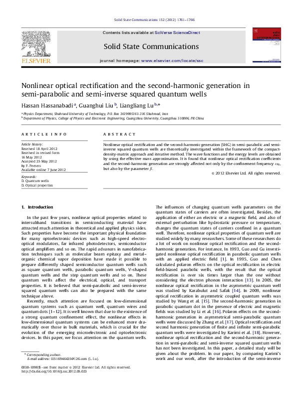 (PDF) Nonlinear optical rectification and the second-harmonic ...