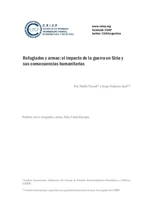 (PDF) Refugiados y armas: el impacto de la guerra en Siria y sus ...
