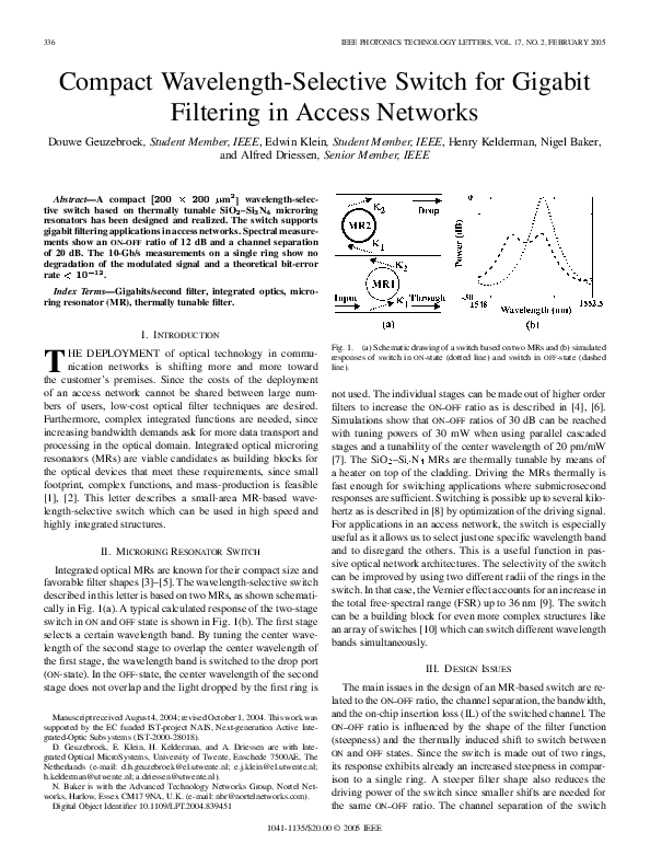 (PDF) Compact wavelength-selective switch for gigabit filtering in ...