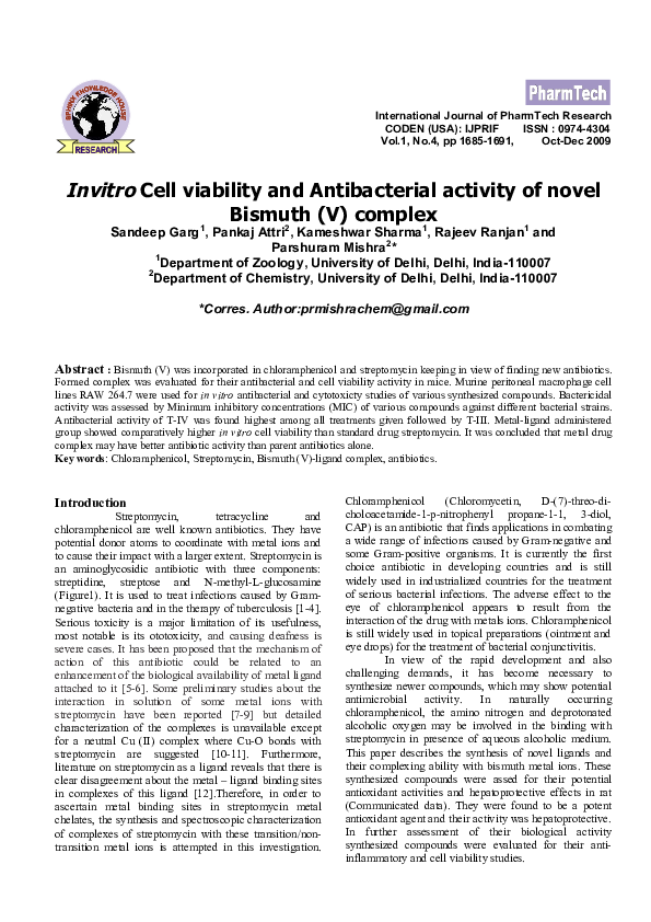 (PDF) Invitro Cell viability and Antibacterial activity of novel ...
