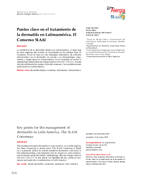 (PDF) [Key points for the management of dermatitis in Latin America ...