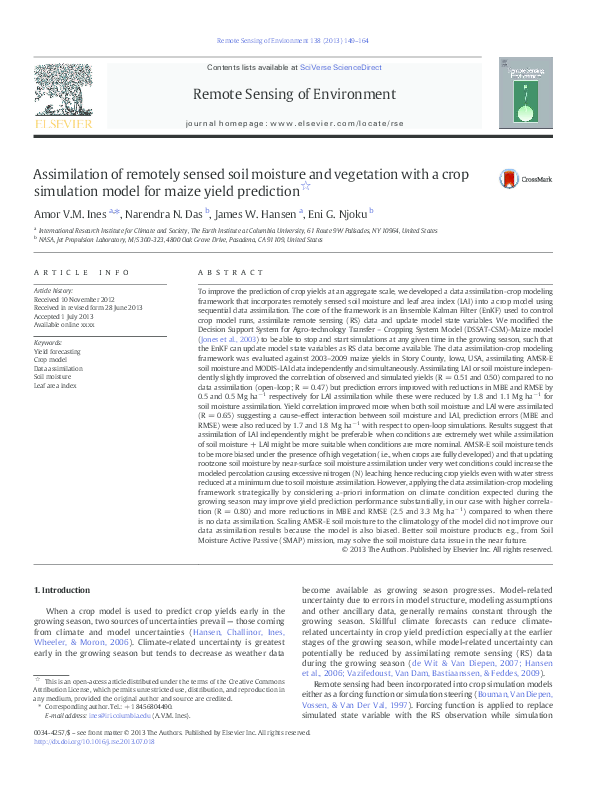 (PDF) Assimilation of remotely sensed soil moisture and vegetation with ...