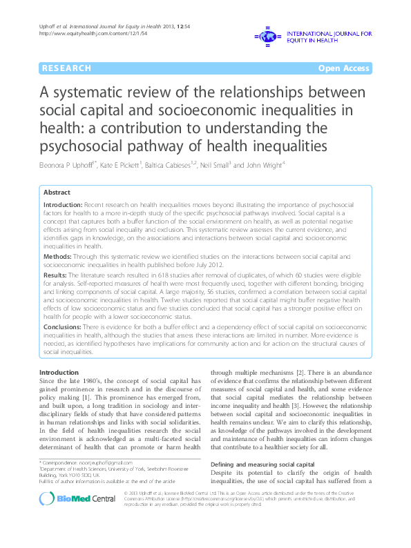 (PDF) A systematic review of the relationships between social capital ...