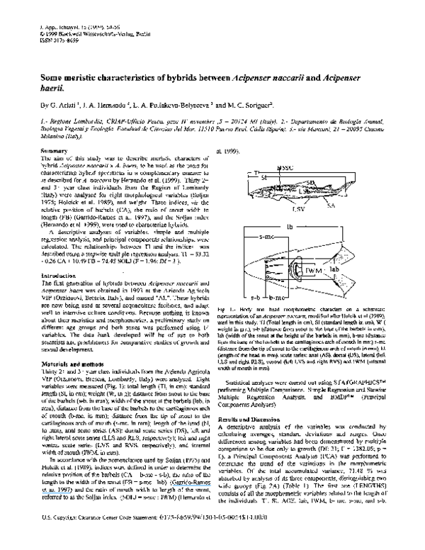 (PDF) Some meristic characteristics of hybrids between Acipenser