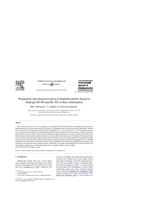 (PDF) Preparation and characterization of ibuprofen pellets based on ...