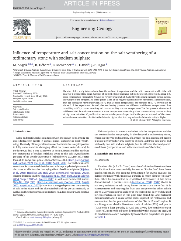 (PDF) Influence of temperature and salt concentration on the salt ...