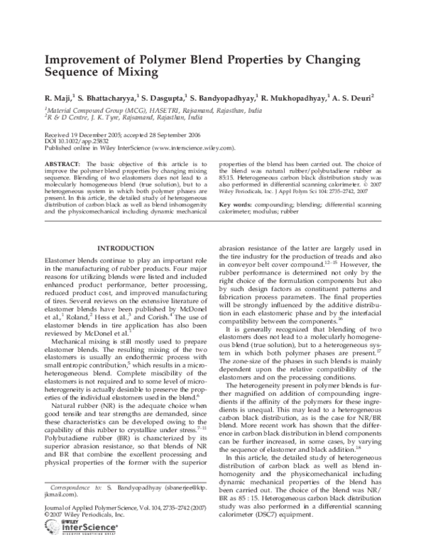 (PDF) Improvement of polymer blend properties by changing sequence of ...