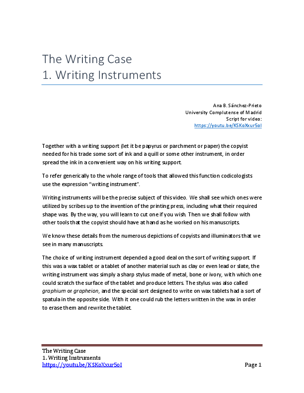 (PDF) The Writing Case 1. Writing Instruments