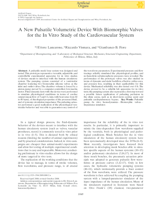 (PDF) A new pulsatile volumetric device with biomorphic valves for the ...