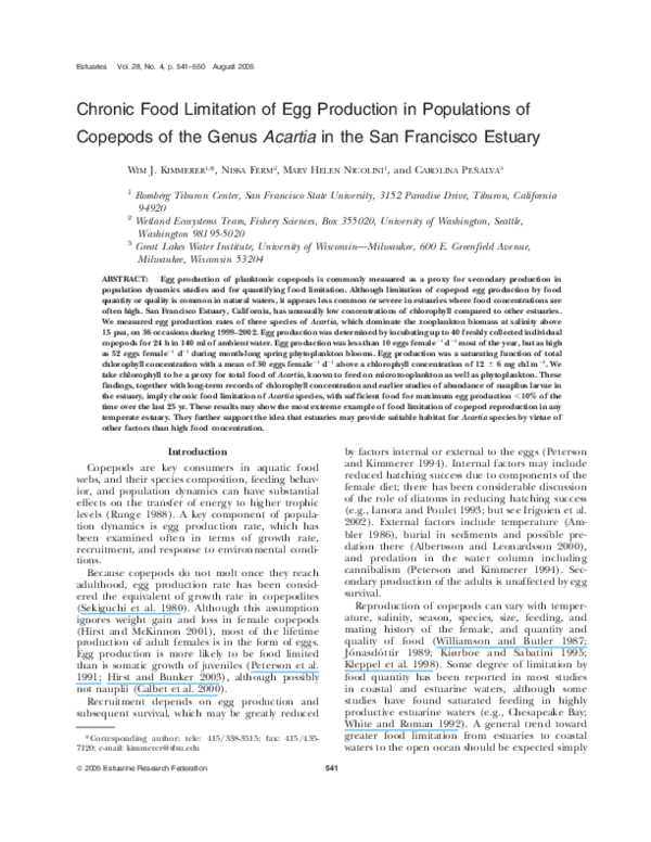 (PDF) Chronic food limitation of egg production in populations of ...