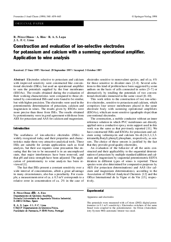 (PDF) Construction and evaluation of ion selective electrodes for ...