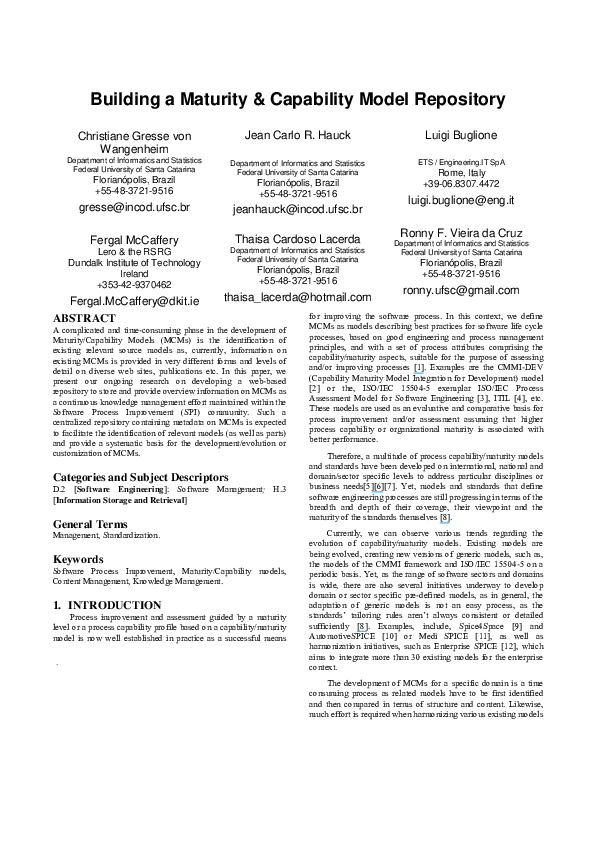 (PDF) Building a maturity & capability model repository